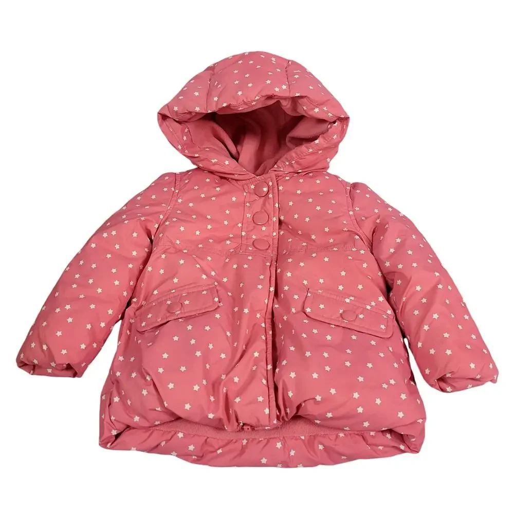 Gymboree Cozy Fairytale Pink w/White Stars‎ Puffer Jacket Size 12-24 Months